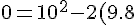 0=10^2-2(9.8)s